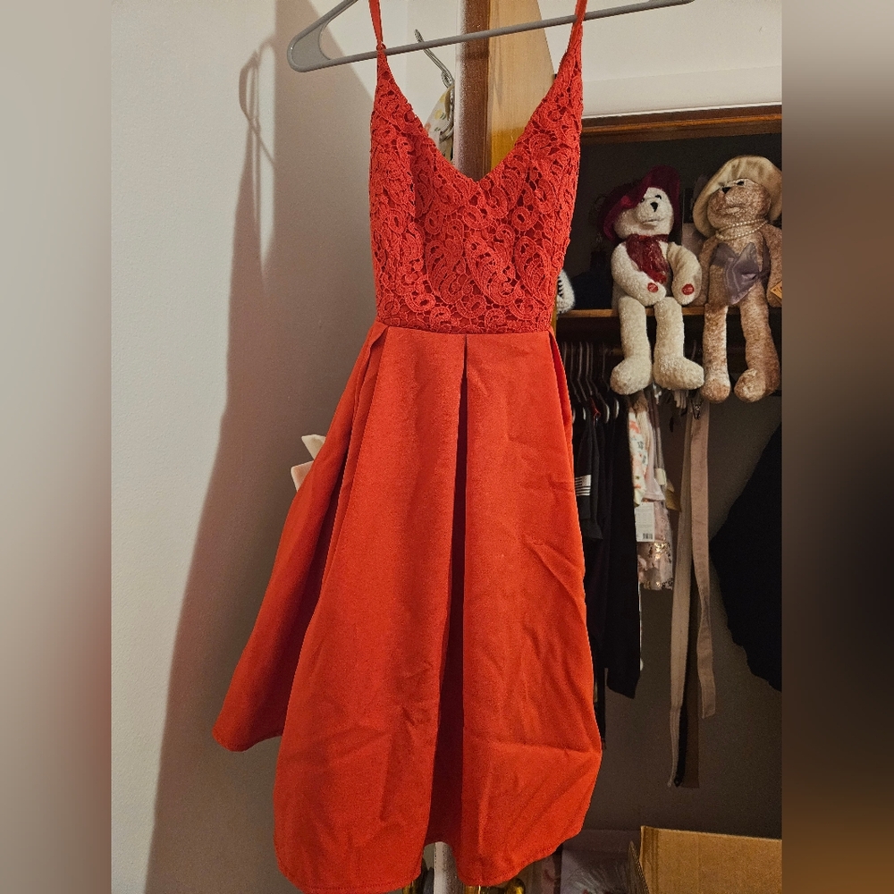 Elegant Red Lace Dress